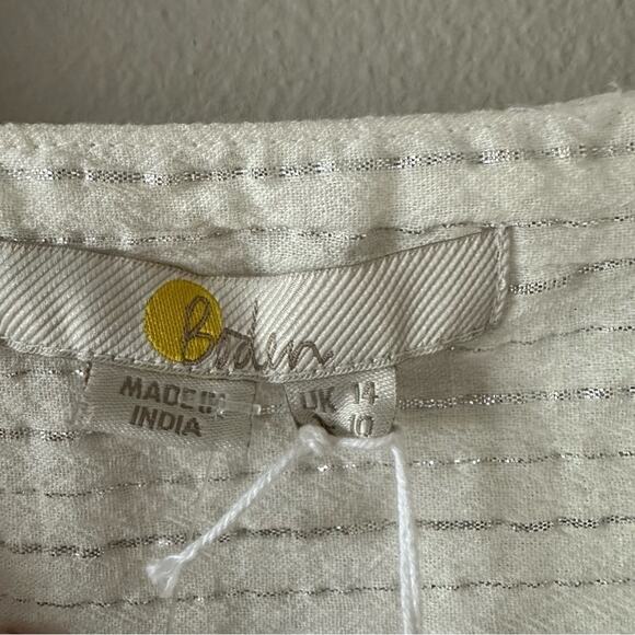 Boden Lurex Smocked Crop Top Ivory Crinkle NEW - Picture 3 of 9